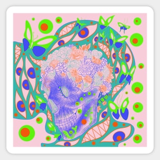 pink death calavera in butterfly hex pattern ecopop Sticker